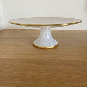 Vintage Vietri Small White Glass Cake Stand